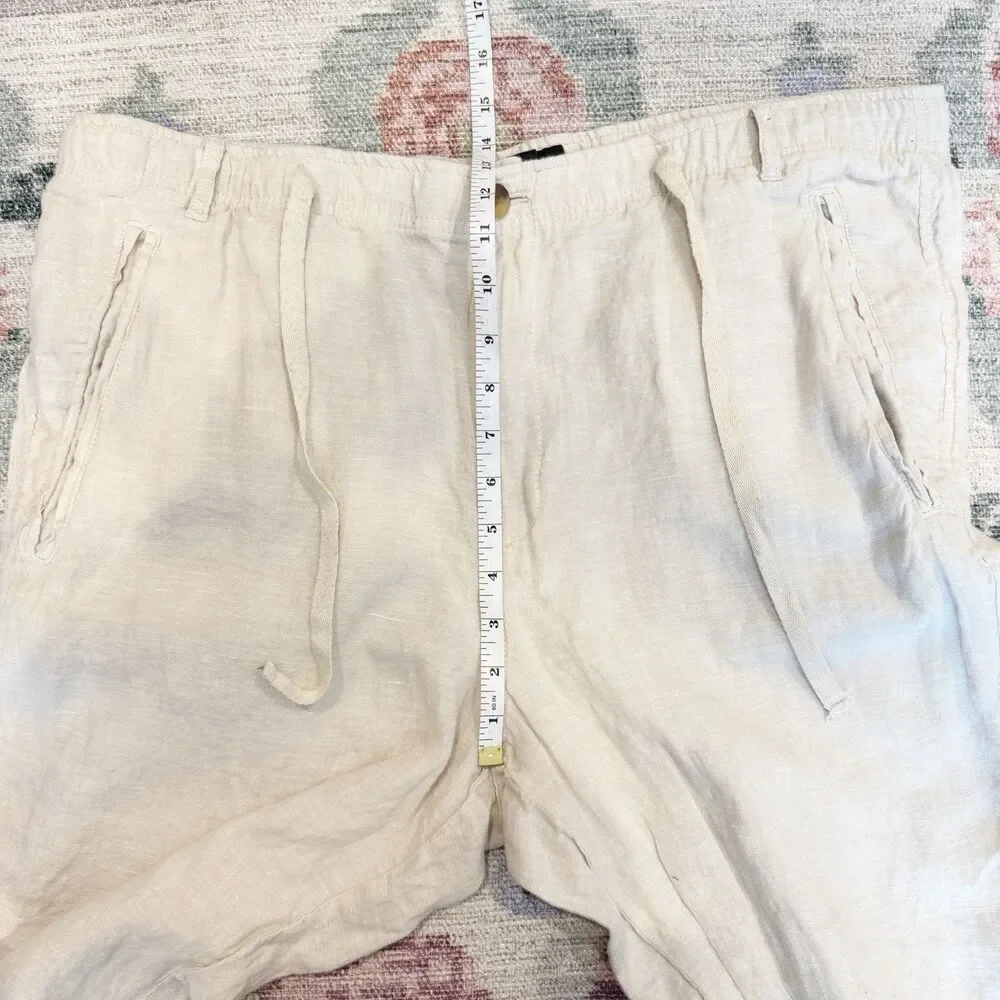 Club Room Mens Linen Pants XL Tan‎ Straight Leg Lightweight Minimalist Resort